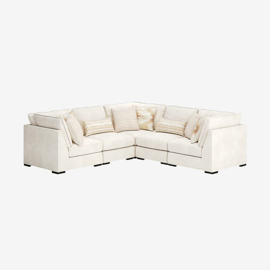 48002S1 Donelson Creek 5-Piece Sectional Sofa In Fabric Upholstery - Vanilla | Benchcraft By Ashley
