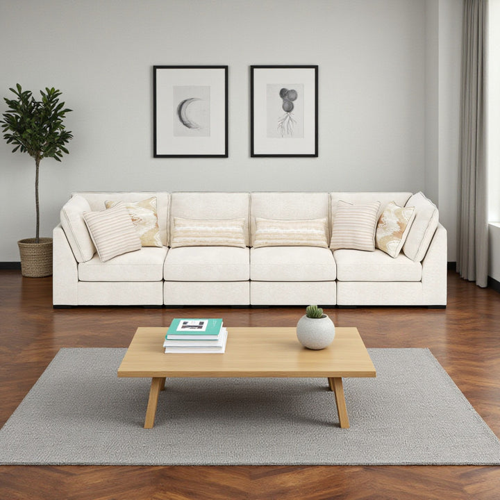48002S2 Donelson Creek 4-Piece Modular Sofa In Fabric Upholstery - Vanilla | Benchcraft By Ashley