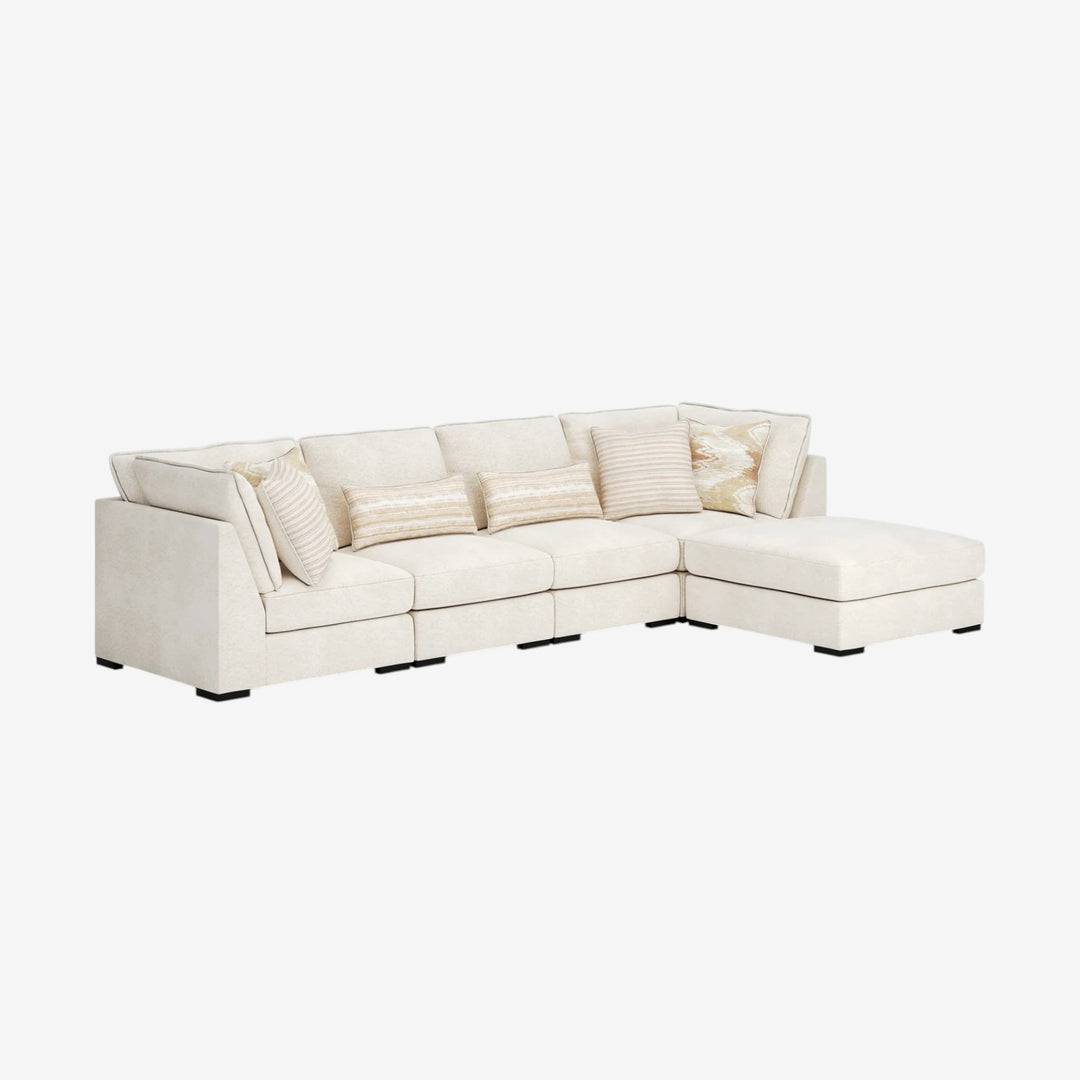 48002U1 Donelson Creek 4-Piece Fabric Sectional Sofa With Ottoman - Vanilla | Benchcraft By Ashley