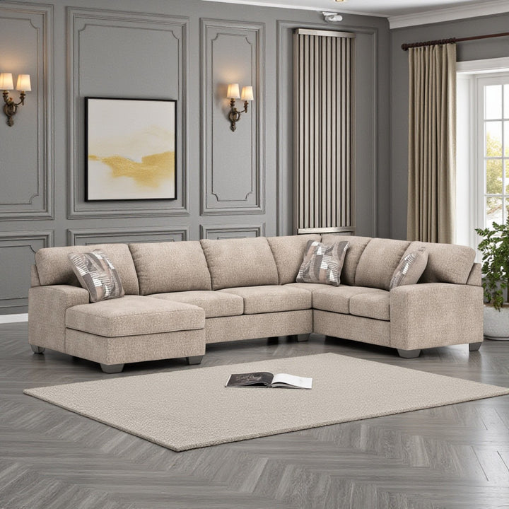 Newellen 3-Piece Sectional Sofa In Fabric Upholstery - Hemp | Signature Design By Ashley