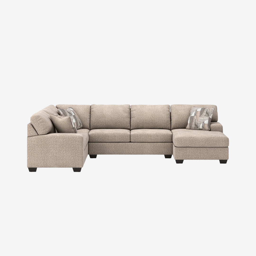 Newellen 3-Piece Sectional Sofa In Fabric Upholstery - Hemp | Signature Design By Ashley