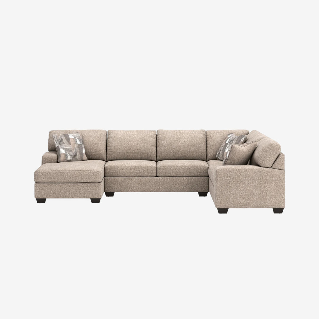 Newellen 3-Piece Sectional Sofa In Fabric Upholstery - Hemp | Signature Design By Ashley