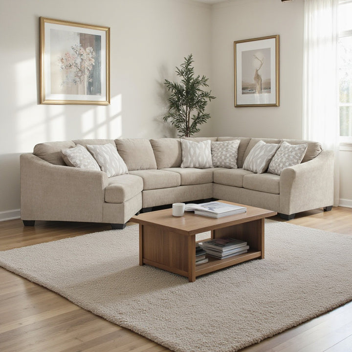 Brogan Bay 3-Piece Fabric Sectional Sofa With Cuddler - Cork | Signature Design By Ashley