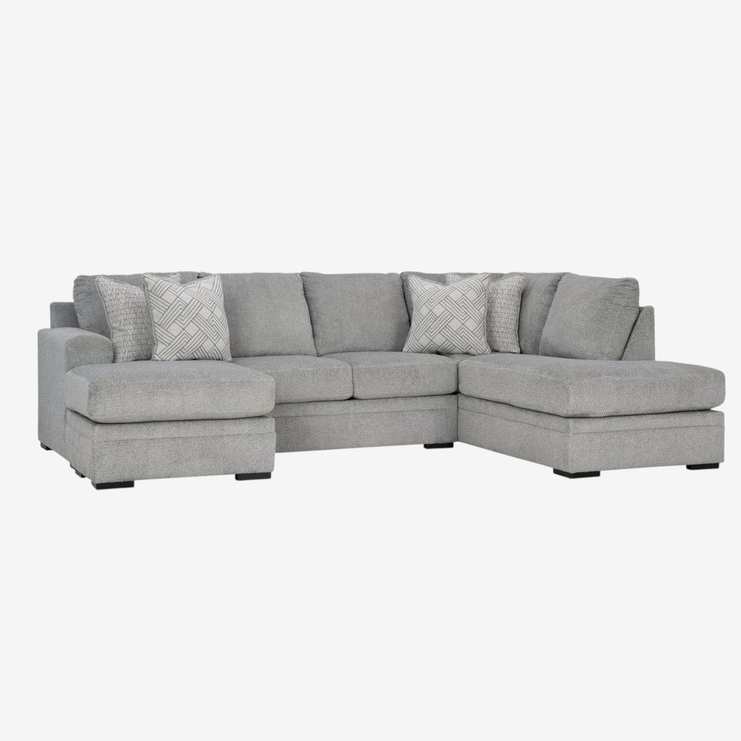 Casselbury 2-Piece Fabric Upholstered Sectional Sofa With Dual Chaise - Cement | Signature Design By Ashley