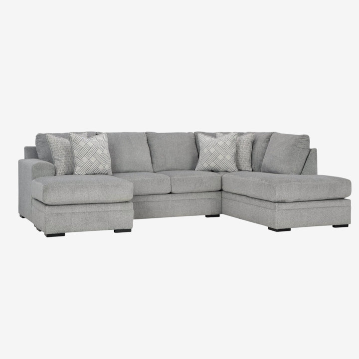 Casselbury 2-Piece Fabric Upholstered Sectional Sofa With Dual Chaise - Cement | Signature Design By Ashley