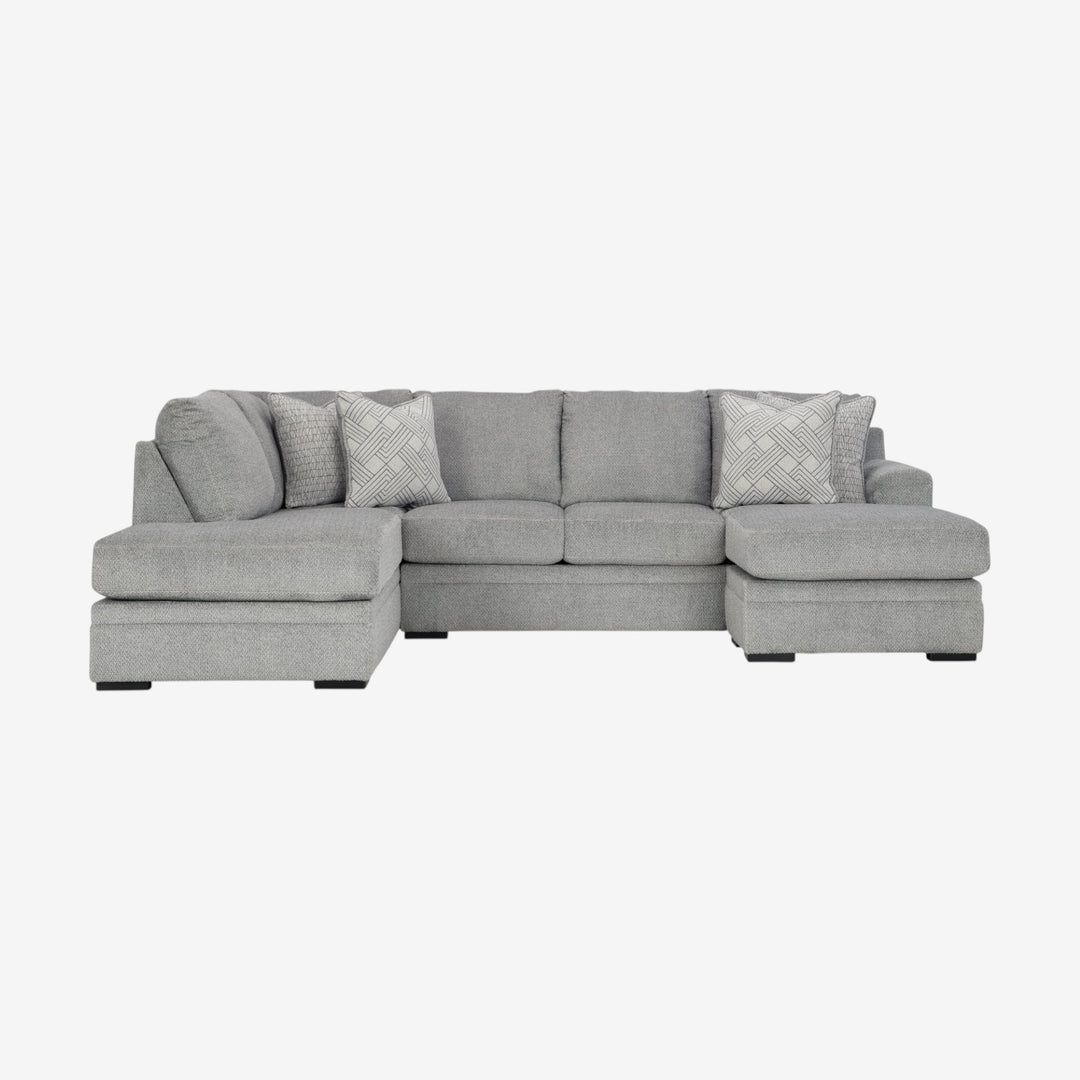 Casselbury 2-Piece Fabric Upholstered Sectional Sofa With Dual Chaise - Cement | Signature Design By Ashley