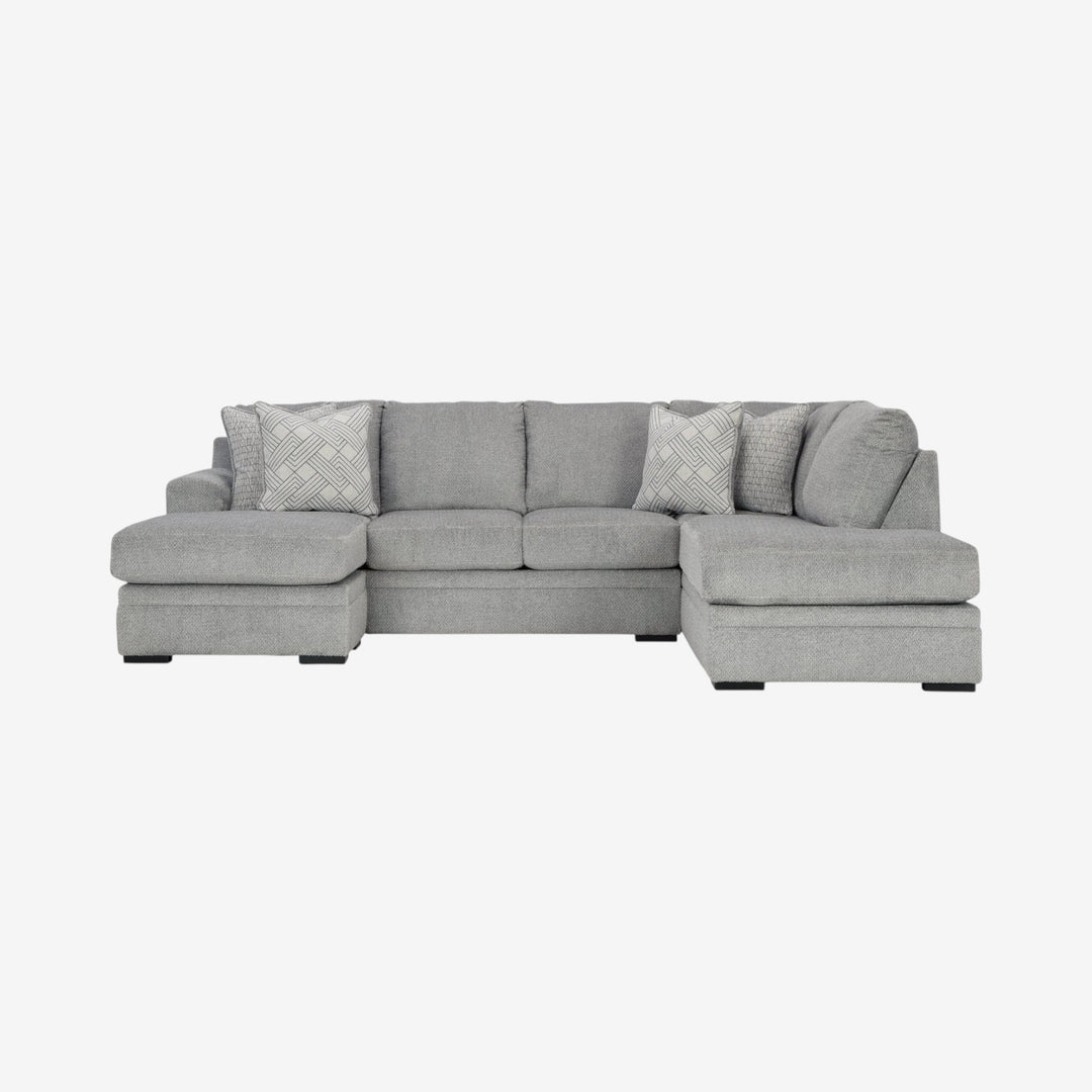 Casselbury 2-Piece Fabric Upholstered Sectional Sofa With Dual Chaise - Cement | Signature Design By Ashley
