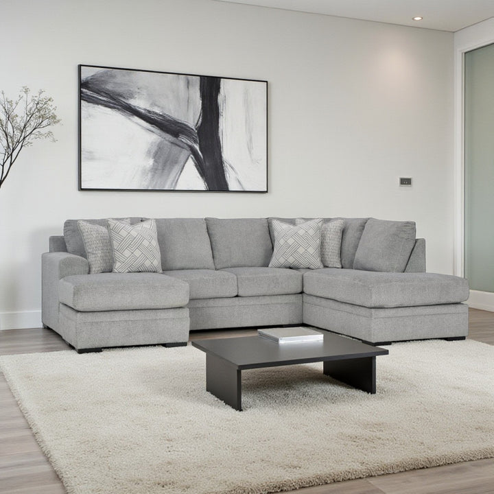 Casselbury 2-Piece Fabric Upholstered Sectional Sofa With Dual Chaise - Cement | Signature Design By Ashley