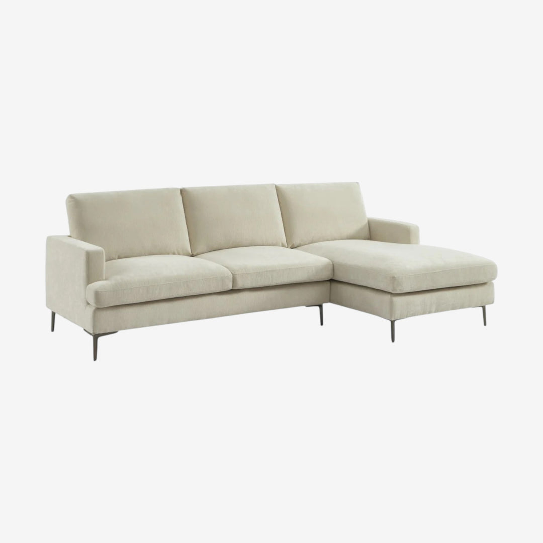 Jenson Fabric Upholstered Sectional Sofa With RHF Chaise Lounge - Beige
