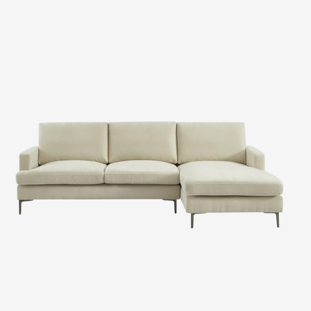 Jenson Fabric Upholstered Sectional Sofa With RHF Chaise Lounge - Beige