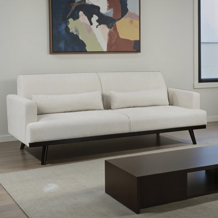 Micah 3-Seater Stationary Sofa In Fabric Upholstery - Beige