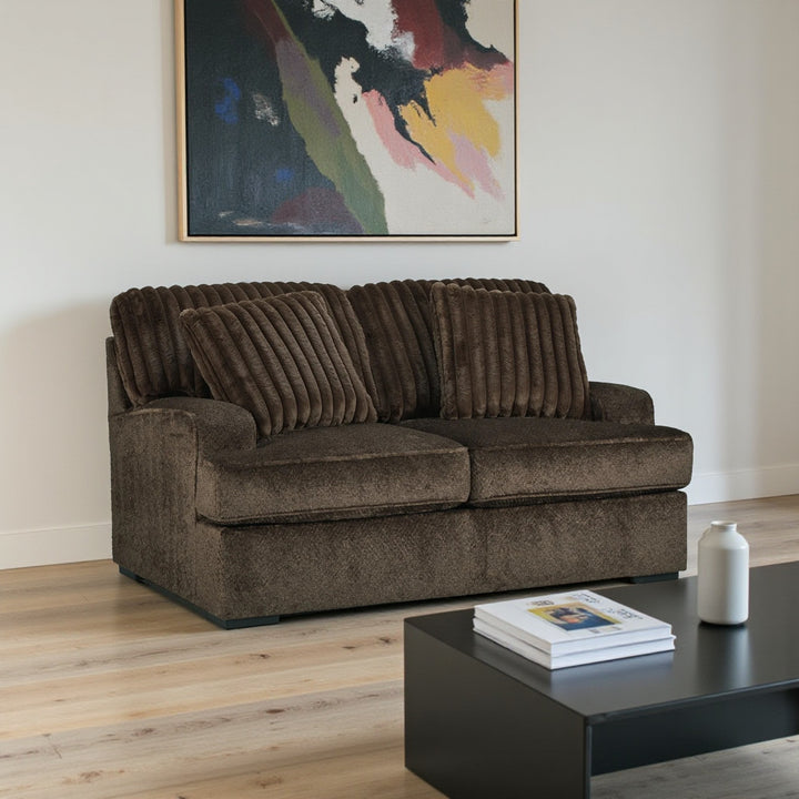 5370235 Aylesworth Casual Loveseat In Fabric Upholstery - Chocolate | Benchcraft By Ashley