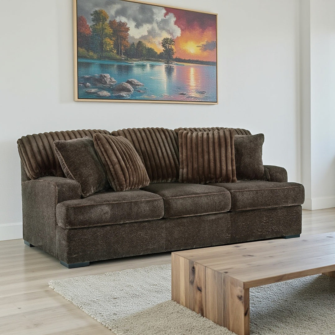 5370238 Aylesworth Casual Sofa In Fabric Upholstery - Chocolate | Benchcraft By Ashley