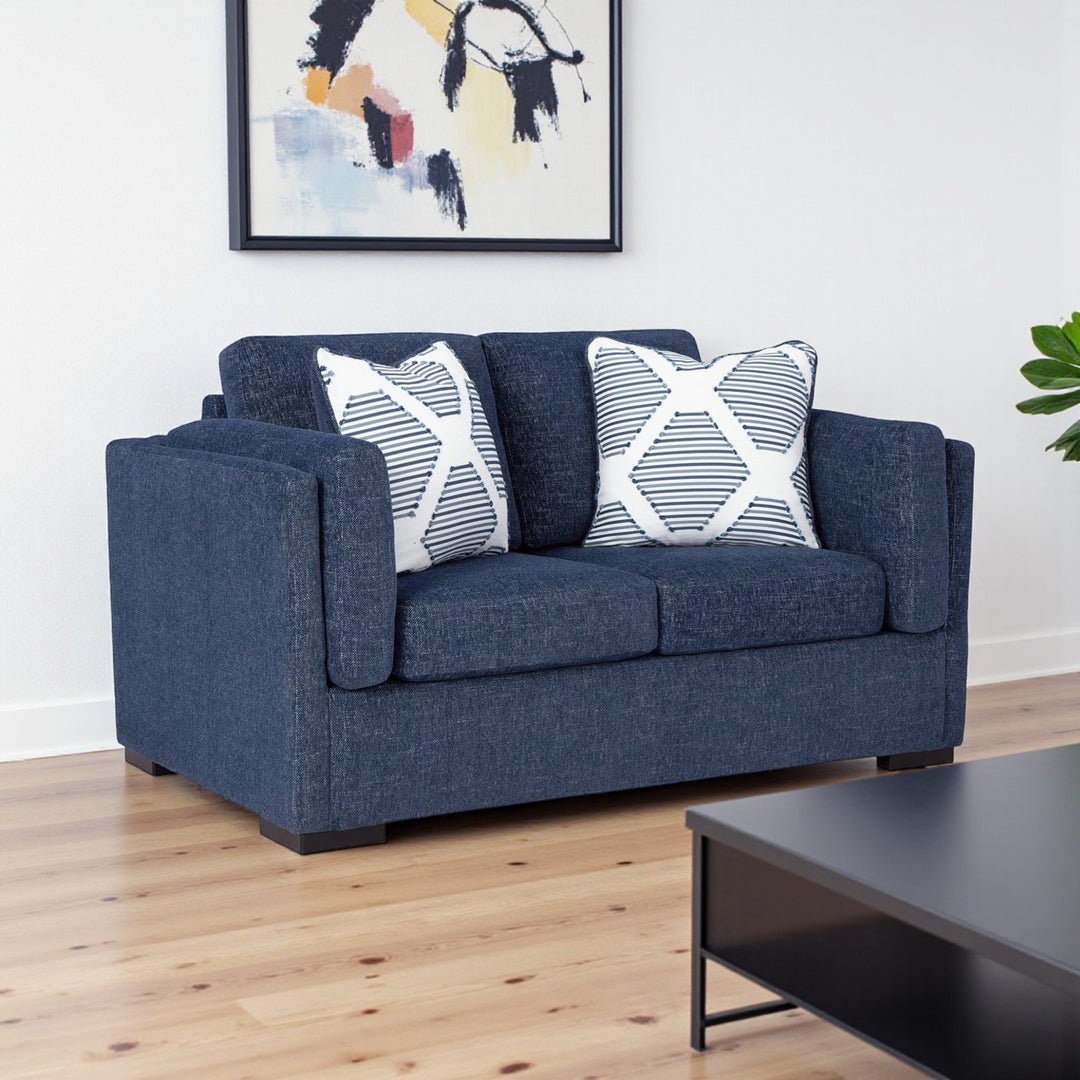 5450235 Evansley Loveseat In Fabric Upholstery - Navy | Benchcraft By Ashley
