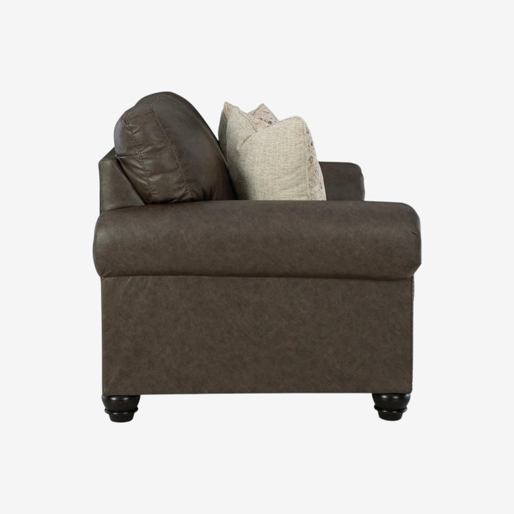 5550335 Roxmere Loveseat In Faux Leather Upholstery - Umber | Benchcraft By Ashley