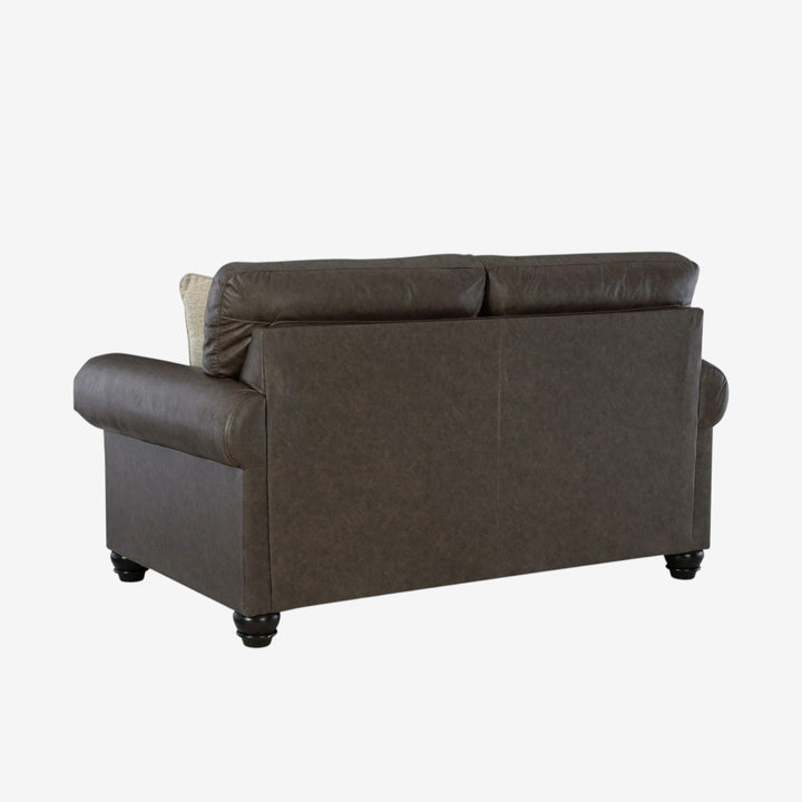 5550335 Roxmere Loveseat In Faux Leather Upholstery - Umber | Benchcraft By Ashley