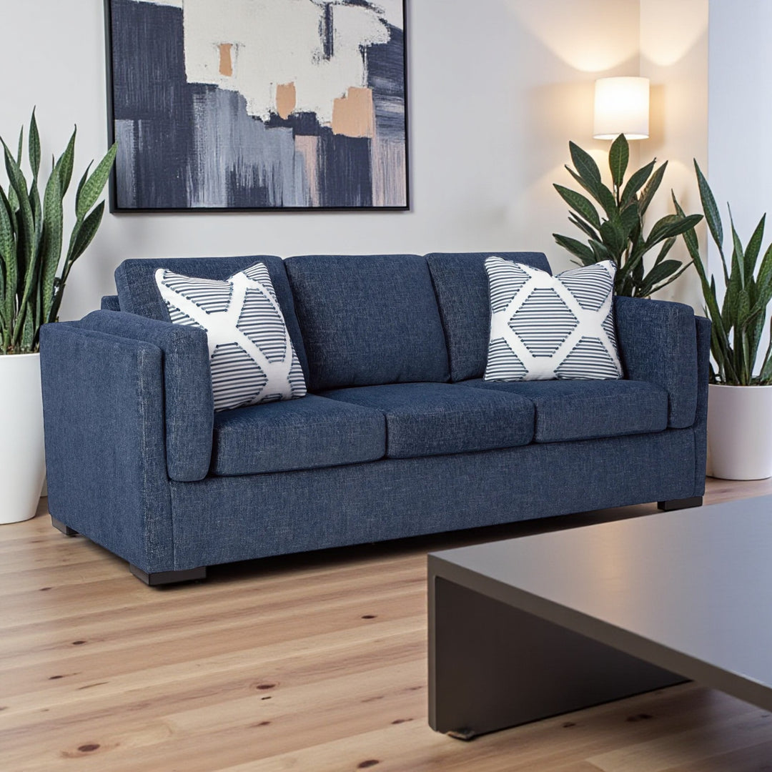 5450238 Evansley Stationary Sofa In Fabric Upholstery - Navy | Benchcraft By Ashley