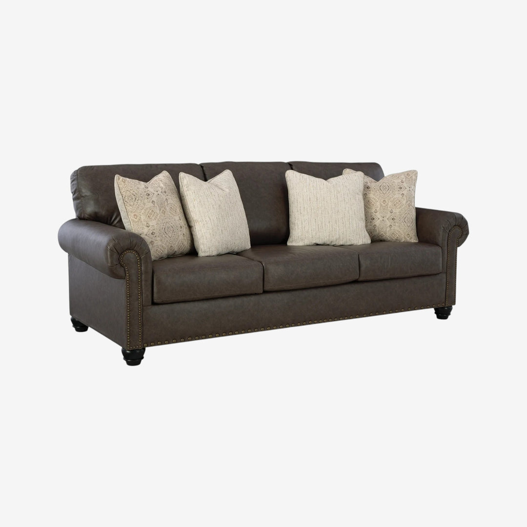 5550338 Roxmere Sofa In Faux Leather Upholstery - Umber | Benchcraft By Ashley