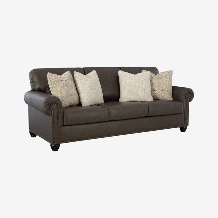 5550338 Roxmere Sofa In Faux Leather Upholstery - Umber | Benchcraft By Ashley