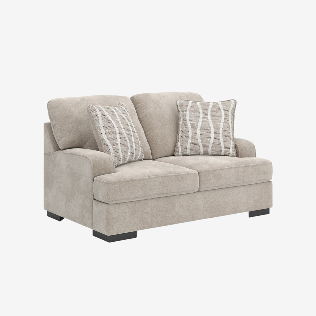 5990235 High Profile Loveseat In Fabric Upholstery - Taupe | Benchcraft By Ashley