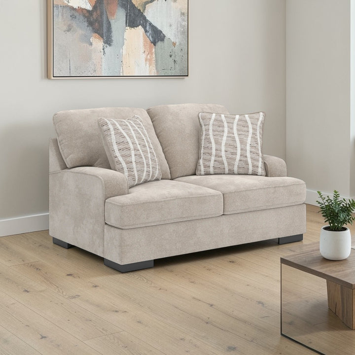 5990235 High Profile Loveseat In Fabric Upholstery - Taupe | Benchcraft By Ashley