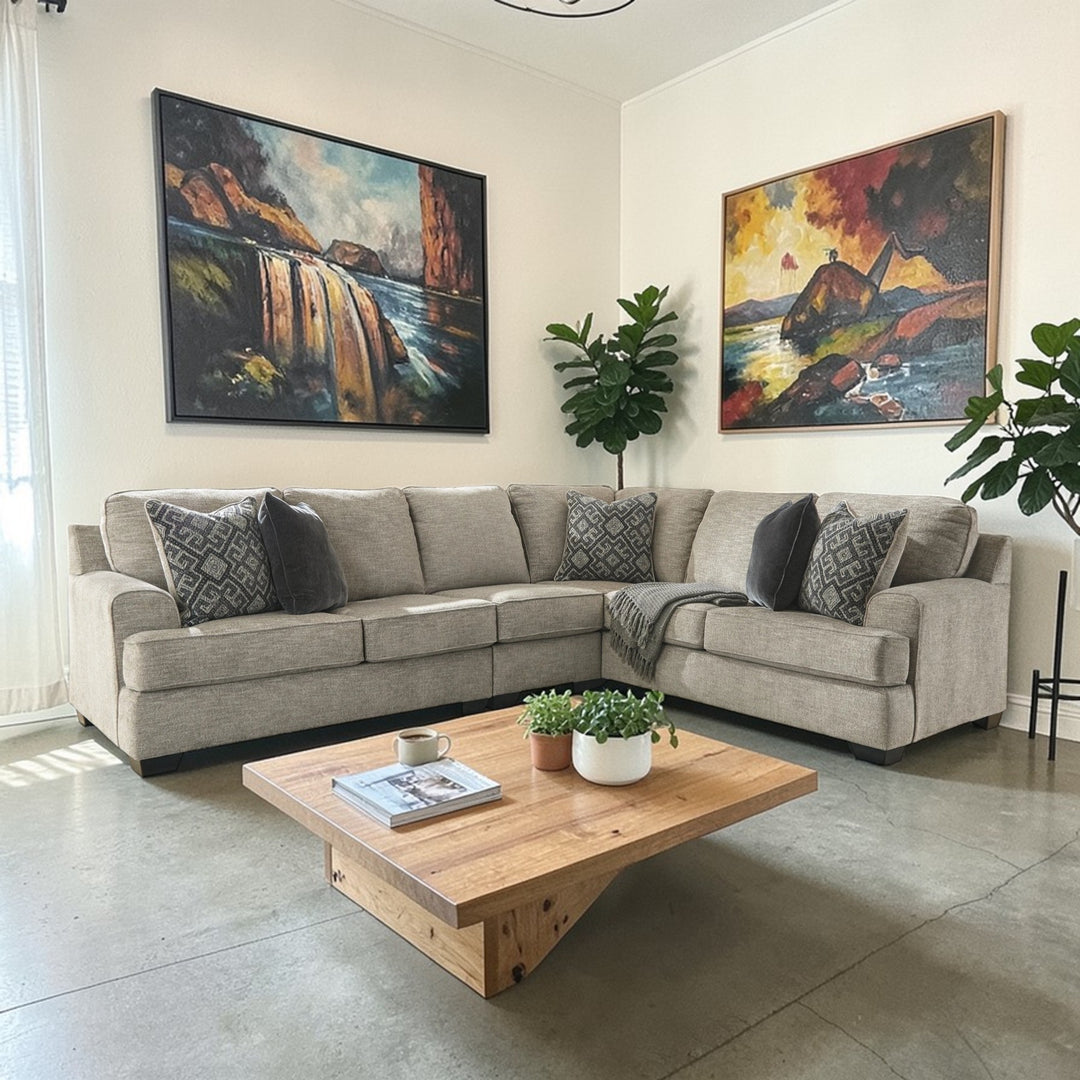 Bovarian 3-Piece Sectional Sofa In Fabric Upholstery - Stone | Signature Design By Ashley