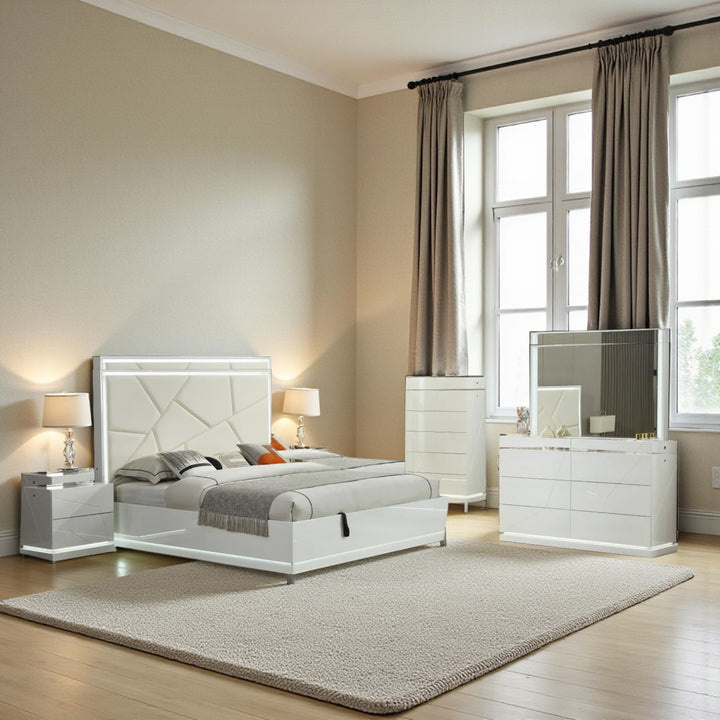 Amy 8-Piece Bedroom Set - White | Modern, Sleek, Durable & Storage Solution