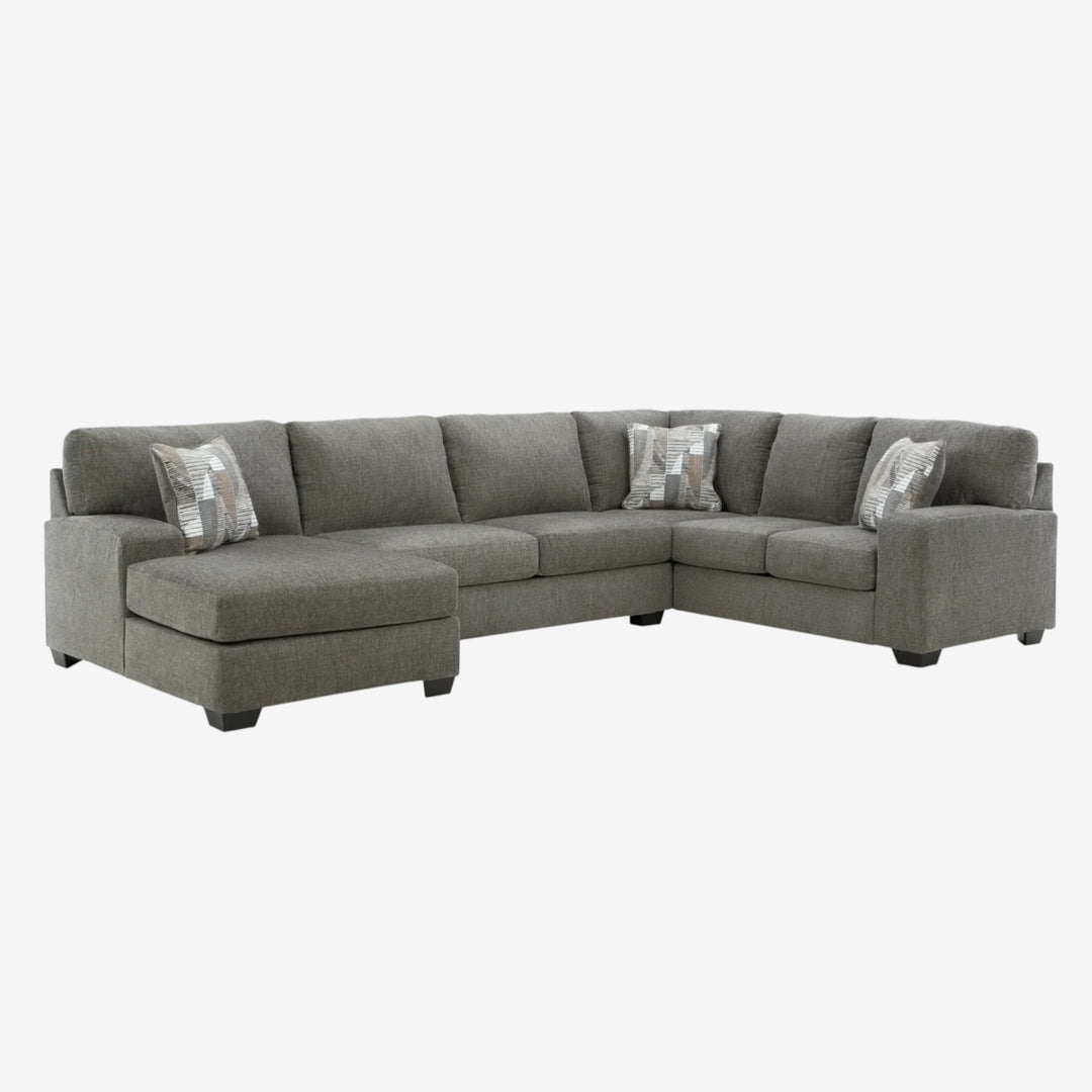 Clarington 3-Piece Sectional Sofa In Fabric Upholstery - Greystone | Signature Design By Ashley