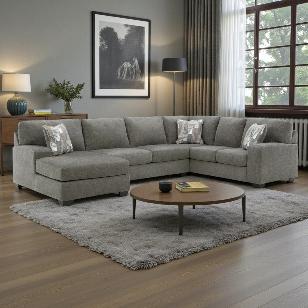 Clarington 3-Piece Sectional Sofa In Fabric Upholstery - Greystone | Signature Design By Ashley