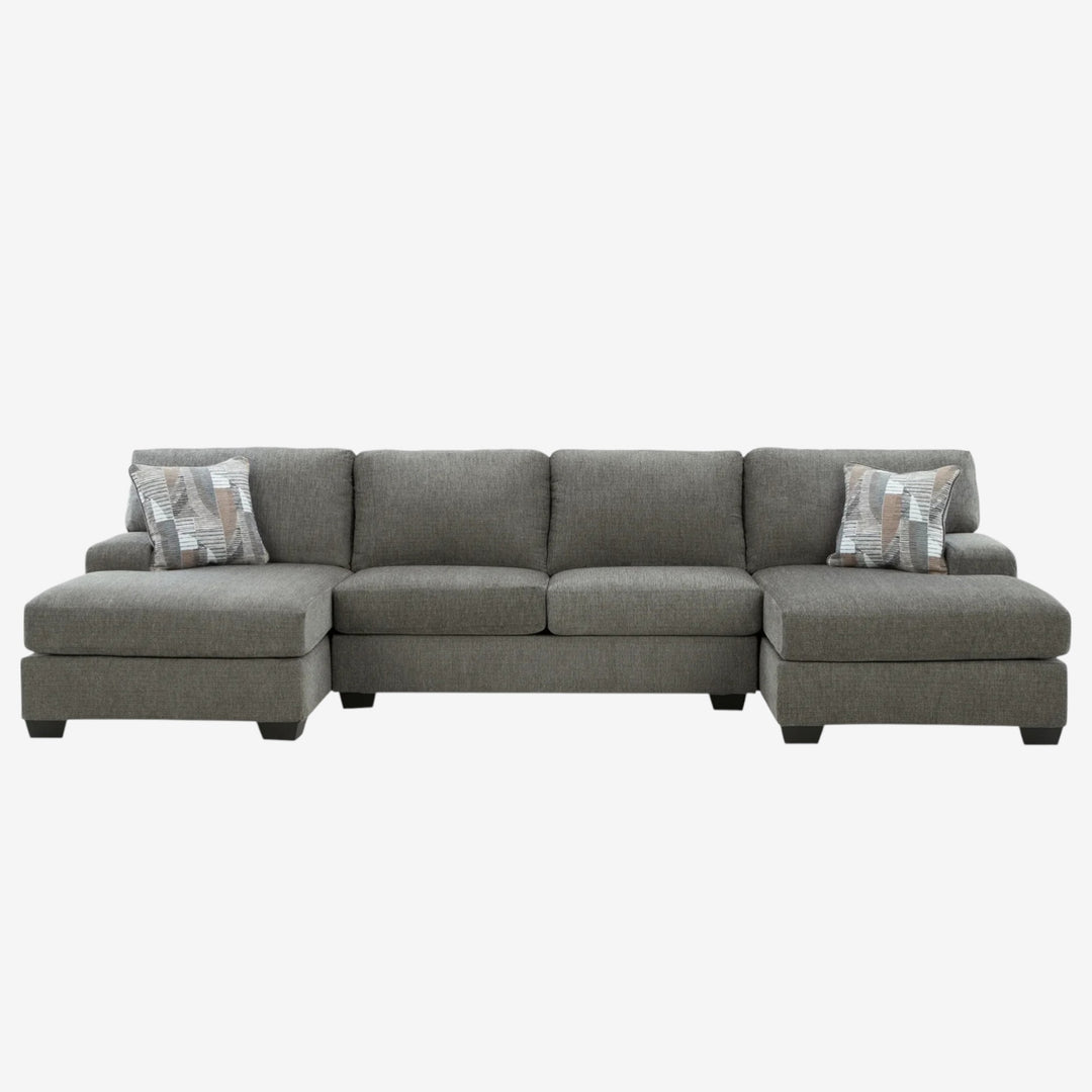 48405S3 Seyler Lane 3-Piece Fabric Sectional Sofa With Dual Chaise - Greystone | Signature Design By Ashley