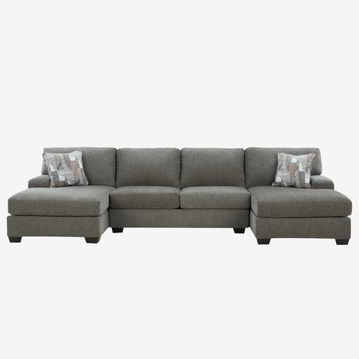 48405S3 Seyler Lane 3-Piece Fabric Sectional Sofa With Dual Chaise - Greystone | Signature Design By Ashley