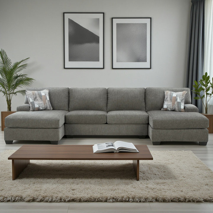 48405S3 Seyler Lane 3-Piece Fabric Sectional Sofa With Dual Chaise - Greystone | Signature Design By Ashley