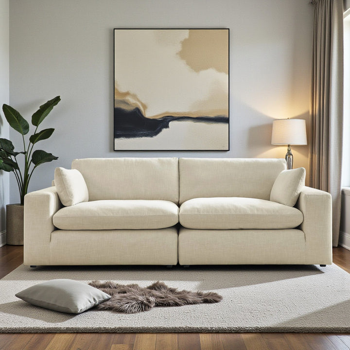 10006S1 Elyza 2-Piece Loveseat in Fabric Upholstery - Linen | Signature Design By Ashley