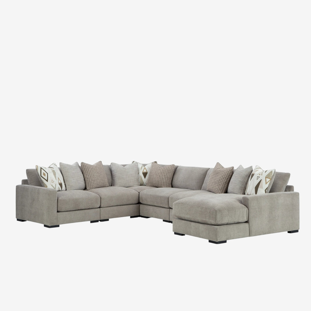 20305S7 Aslan Court 6-Piece RAF Sectional Sofa In Fabric Upholstery - Pebble | Signature Design By Ashley