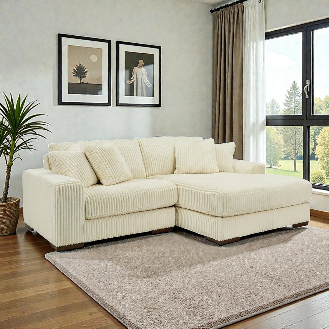 21104S4 Lindyn 2-Piece RAF Sectional Sofa in Fabric Upholstery - Ivory | Signature Design by Ashley