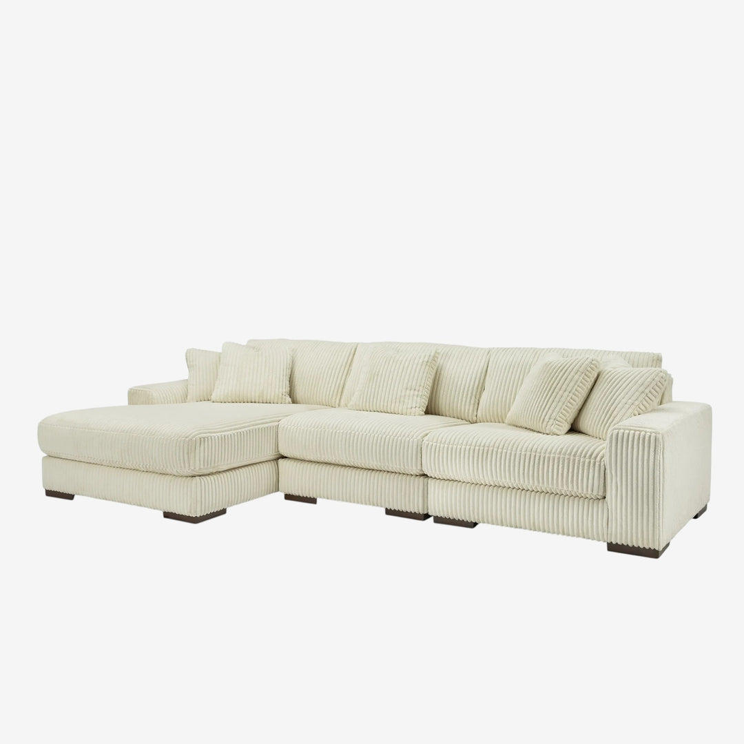 21104S13 Lindyn 3-Piece LAF Sectional Sofa in Fabric Upholstery - Ivory | Signature Design by Ashley