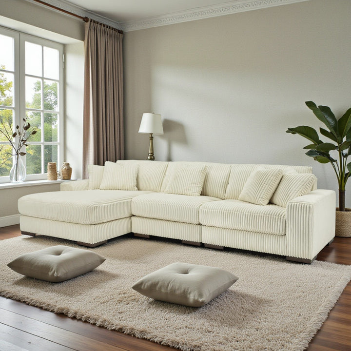 21104S13 Lindyn 3-Piece LAF Sectional Sofa in Fabric Upholstery - Ivory | Signature Design by Ashley