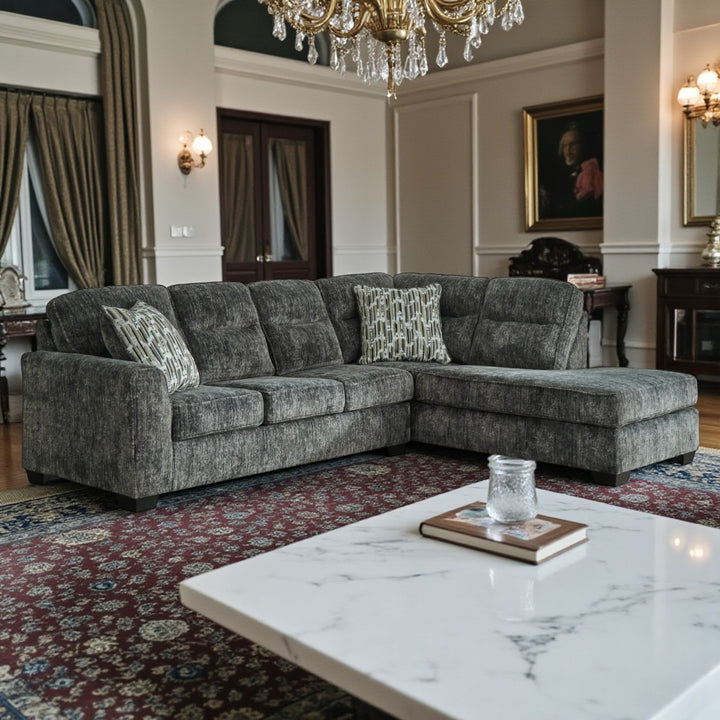 Lonoke 2-Piece Sectional Sofa In Fabric Upholstery - Gunmetal | Signature Design By Ashley