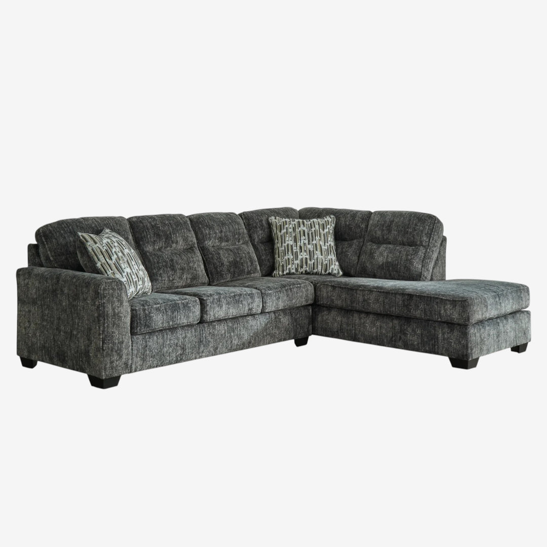 Lonoke 2-Piece Sectional Sofa In Fabric Upholstery - Gunmetal | Signature Design By Ashley