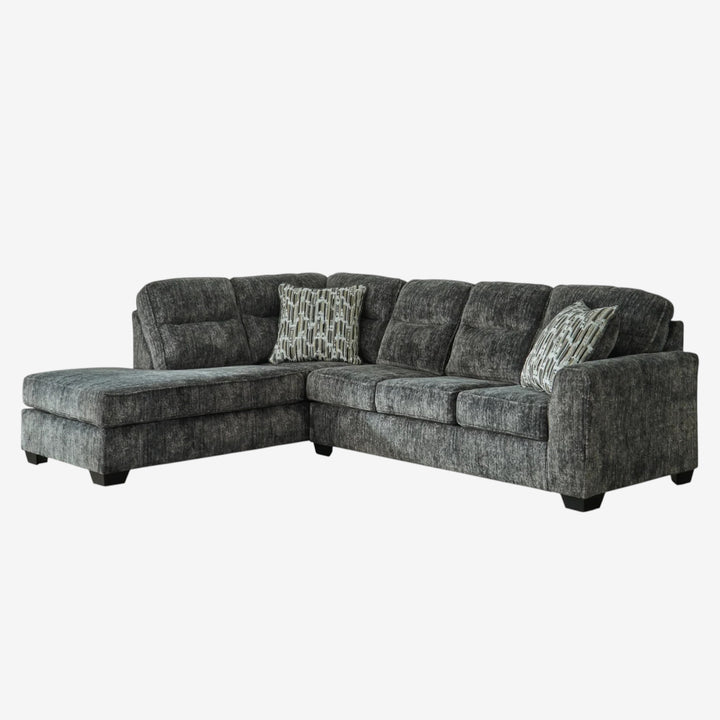 Lonoke 2-Piece Sectional Sofa In Fabric Upholstery - Gunmetal | Signature Design By Ashley