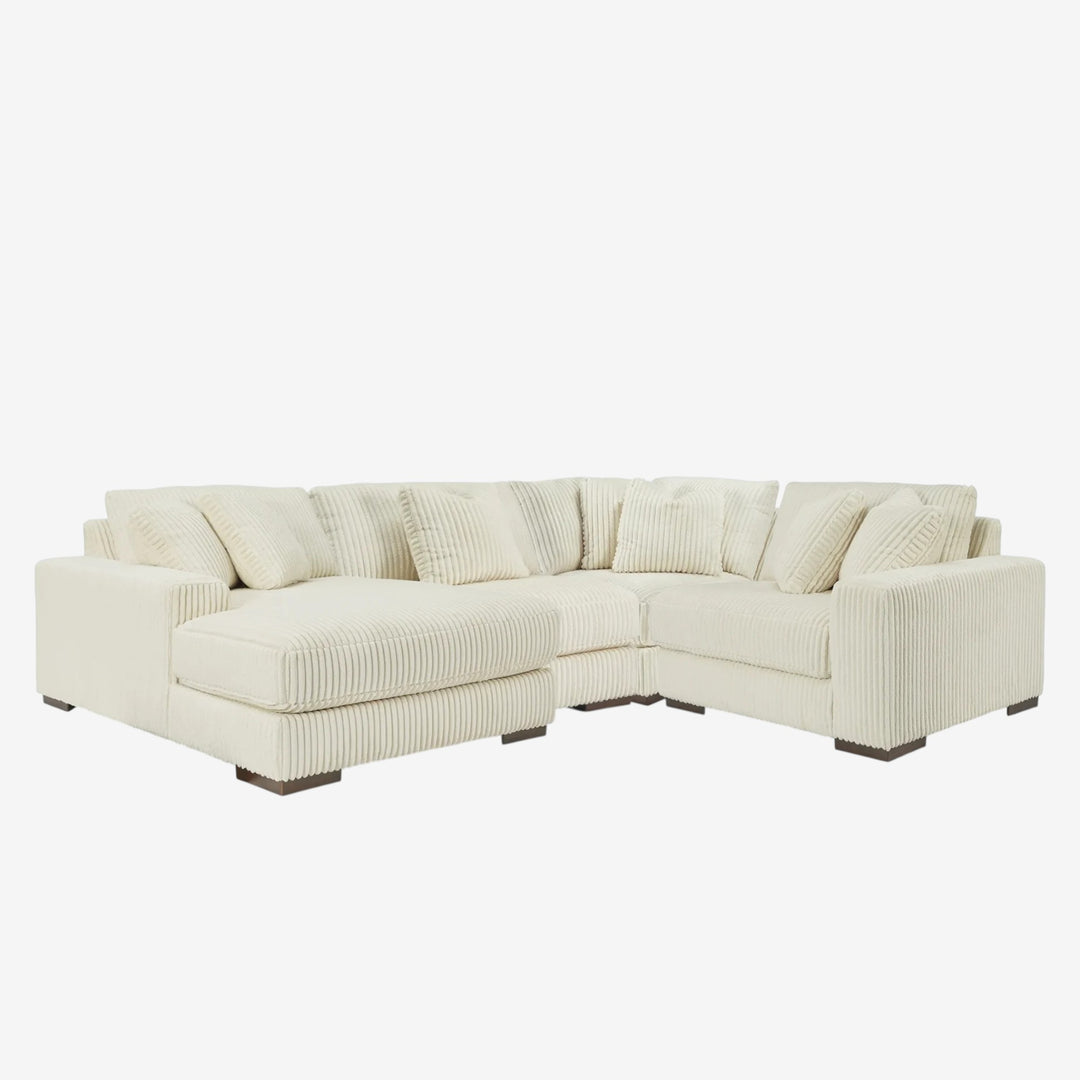 21104S17 Lindyn 4-Piece LAF Sectional Sofa in Fabric Upholstery - Ivory | Signature Design by Ashley