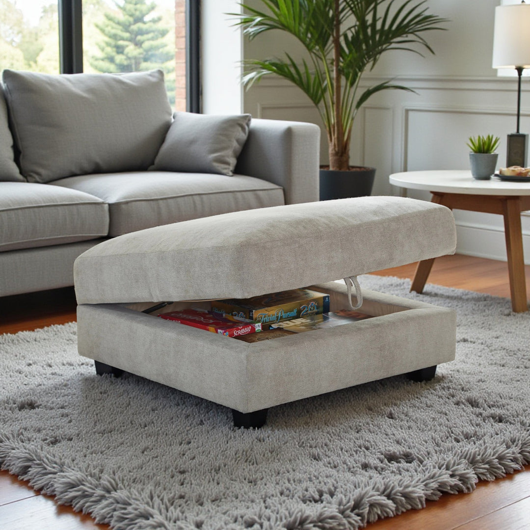 2030511 Aslan Court Oversized Accent Ottoman In Fabric Upholstery - Pebble | Signature Design By Ashley