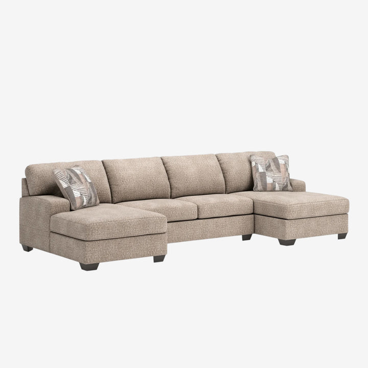 48404S3 Newellen 3-Piece Fabric Sectional Sofa With Dual Chaise - Hemp | Signature Design By Ashley