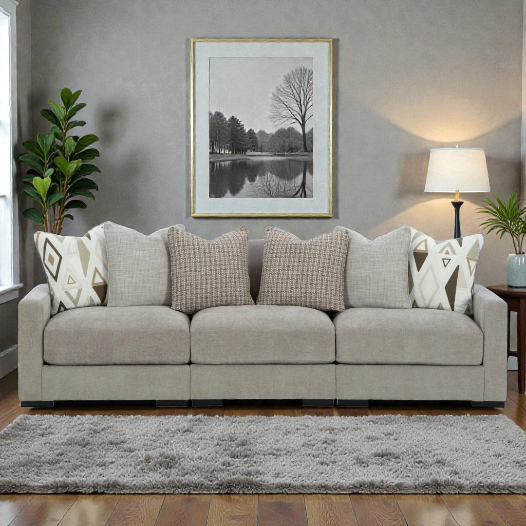 20305S2 Aslan Court 3-Piece Stationary Sofa In Fabric Upholstery - Pebble | Signature Design By Ashley