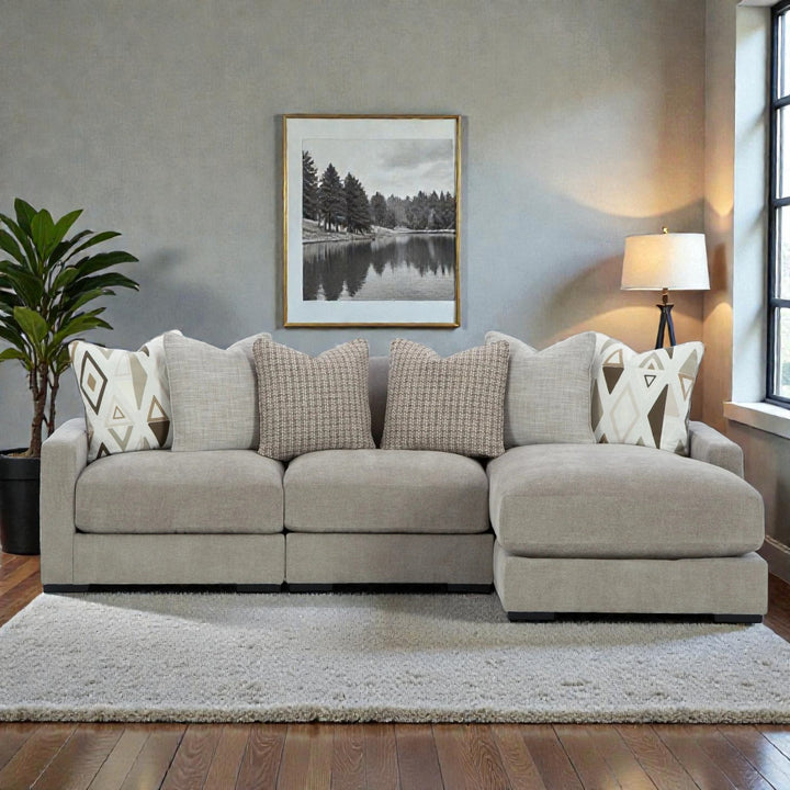 20305S4 Aslan Court 3-Piece RAF Sectional Sofa In Fabric Upholstery - Pebble | Signature Design By Ashley