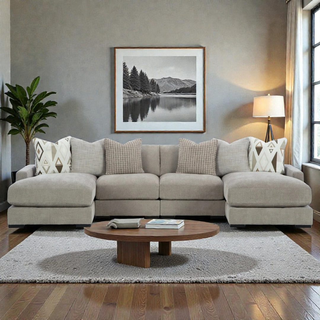 20305S5 Aslan Court 4-Piece Sectional Sofa In Fabric Upholstery - Pebble | Signature Design By Ashley