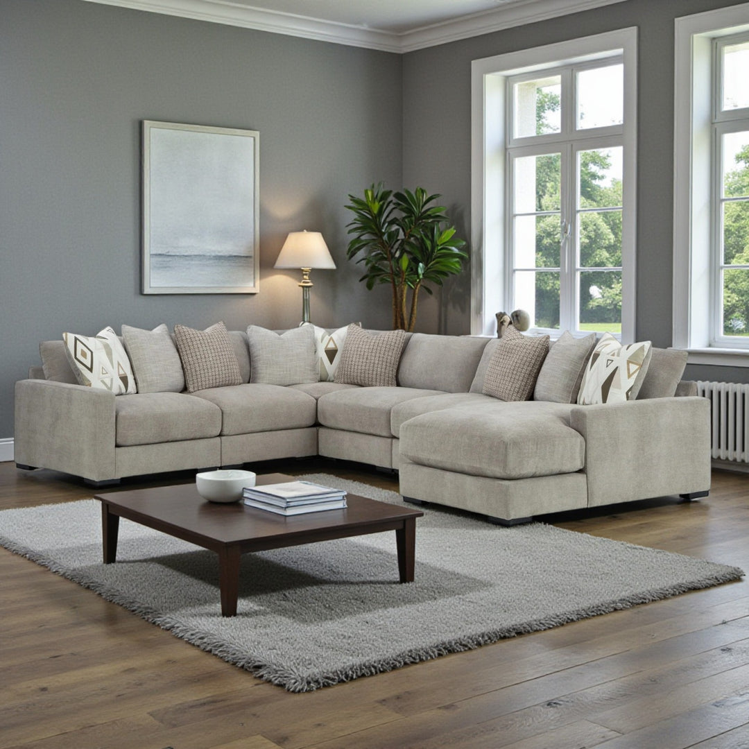 20305S7 Aslan Court 6-Piece RAF Sectional Sofa In Fabric Upholstery - Pebble | Signature Design By Ashley