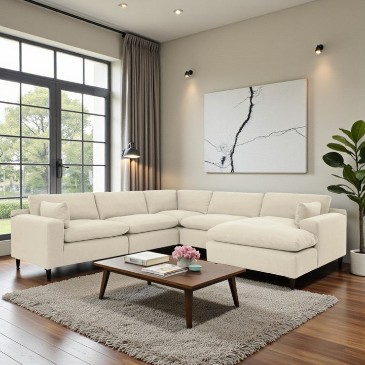 Elyza 5-Piece Sectional Sofa in Fabric Upholstery - Linen | Signature Design By Ashley