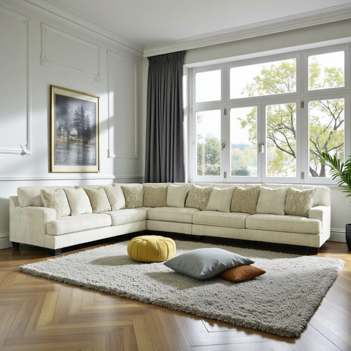 19604S2 Rawcliffe 4-Piece Sectional Sofa In Fabric Upholstery - Parchment | Signature Design By Ashley