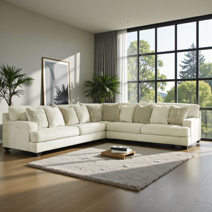 19604S1 Rawcliffe 3-Piece Sectional Sofa In Fabric Upholstery - Parchment | Signature Design By Ashley